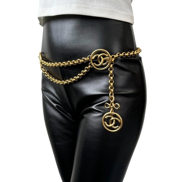 CHANEL Vintage 93P CC Logo Chain Belt Accessory Gold Metal Charm RankAB [103520] - Picture 3 of 10